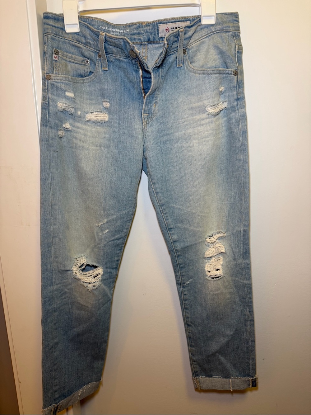 AG- Light Blue Distressed Boyfriend Slim -Women’s Jeans